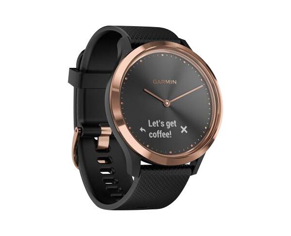 Garmin Vivomove HR Hybrid Rose Gold Watch with Black Band
